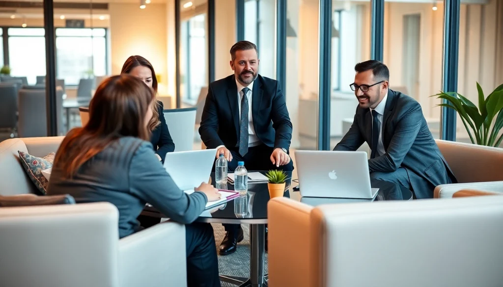 Real estate cold calling experts collaborating in a bright office for lead generation success.
