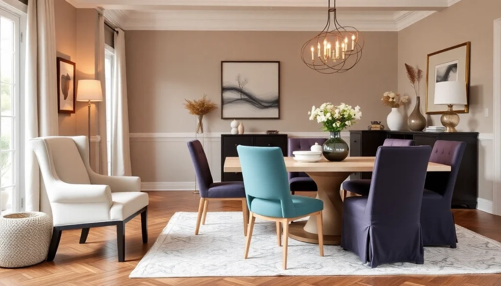Enhance your dining experience with stylish housses de chaises available in assorted colors and patterns.