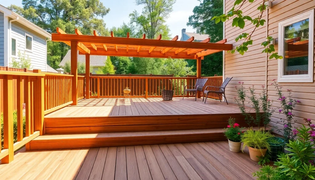 Enhance your deck construction knowledge with this detailed image showcasing a beautifully built wooden deck.