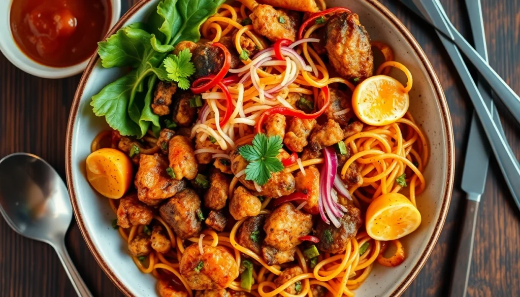 Beautiful dish facts displayed on an inviting platter featuring colorful international cuisines.