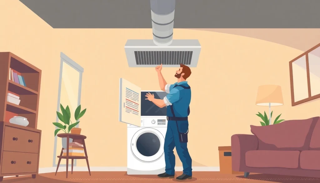Technician performing dryer vent cleaning salt lake city to ensure home safety and efficiency.