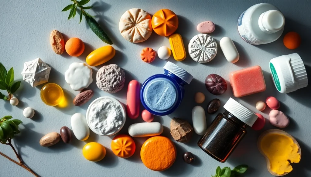 Engaging nootropics supplements arranged artistically, promoting cognitive enhancement and well-being.