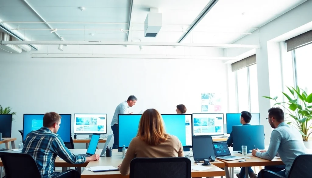 Launch innovative Website design Manchester by a collaborative team in a vibrant office space.