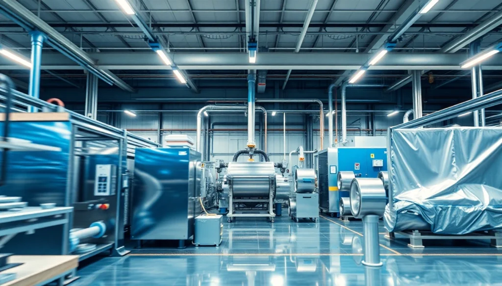 Demonstrate ep coating process with advanced machinery and finished metal components in an industrial setting.