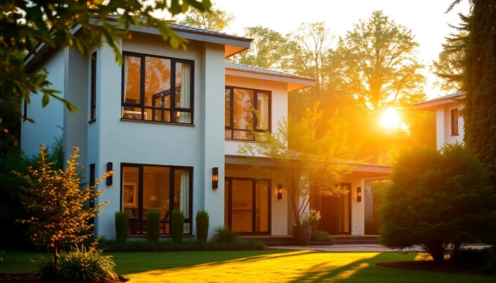 Experience the tranquility of Margaret Drive Residence set against a picturesque landscape during sunset.