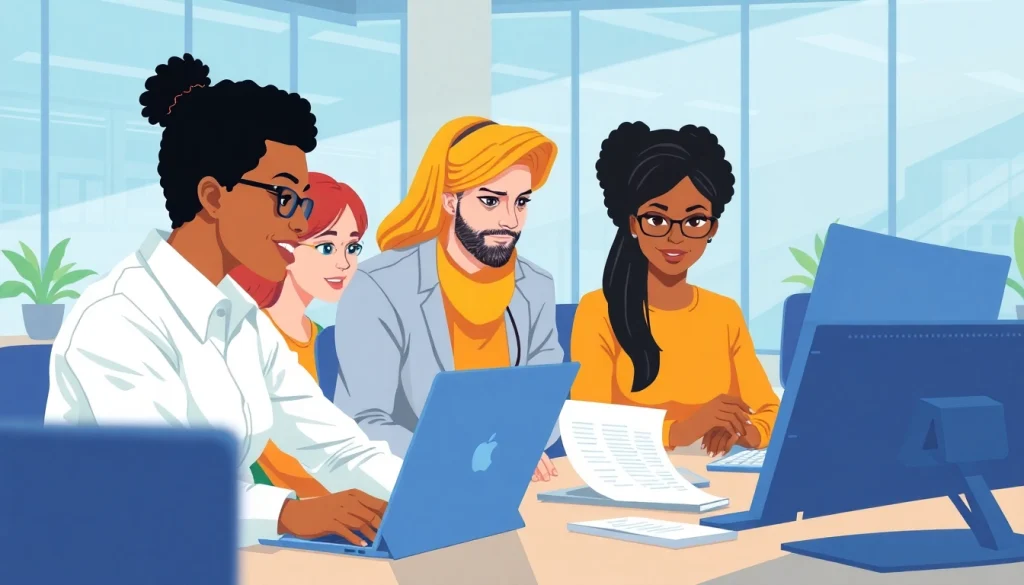 Streamline your weekly payroll process with a dedicated team efficiently managing tasks in the office.