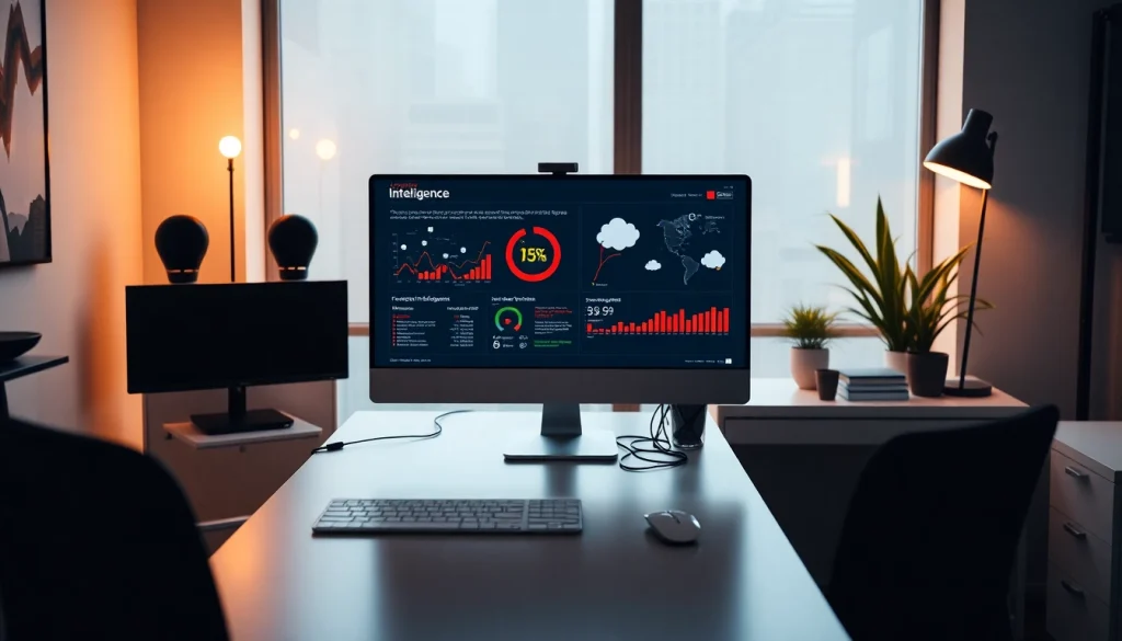 Dynamic workspace of a competitive intelligence company showcasing data analysis tools and modern design.