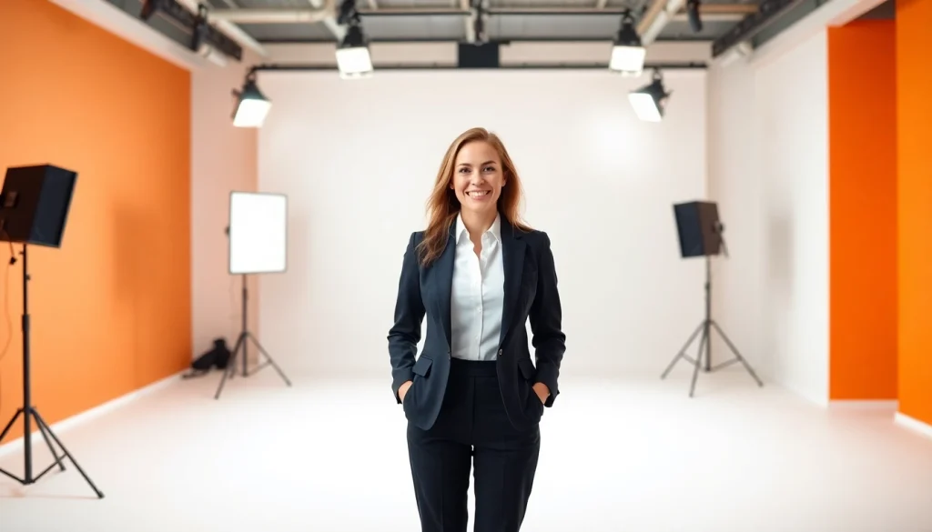 Capture of company headshots featuring a professional in tailored attire, showcasing warmth and approachability.