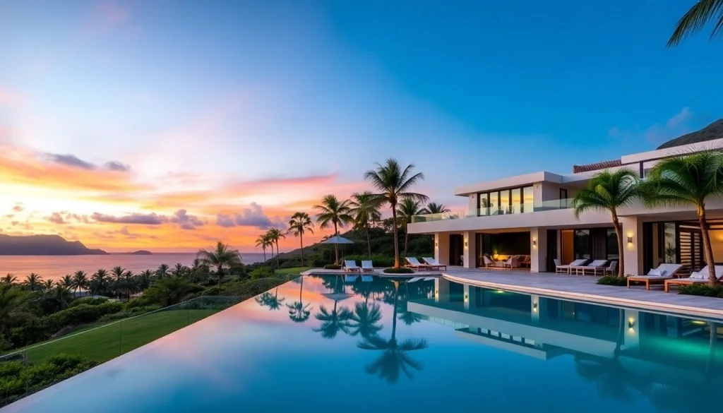 Showcase exclusive villas St Martin with stunning infinity pools and lush tropical surroundings, inviting relaxation.