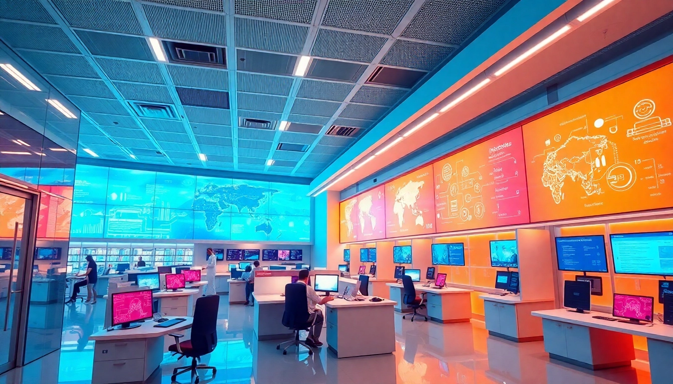 View of a modern healthcare data center illustrating data flow for https://www.informaticsview.com, showcasing advanced technology.