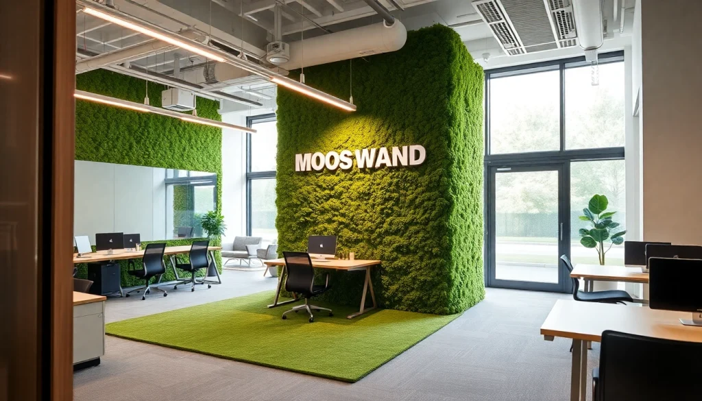 Enhance your workspace with a stunning Mooswand Büro featuring lush, natural moss textures.